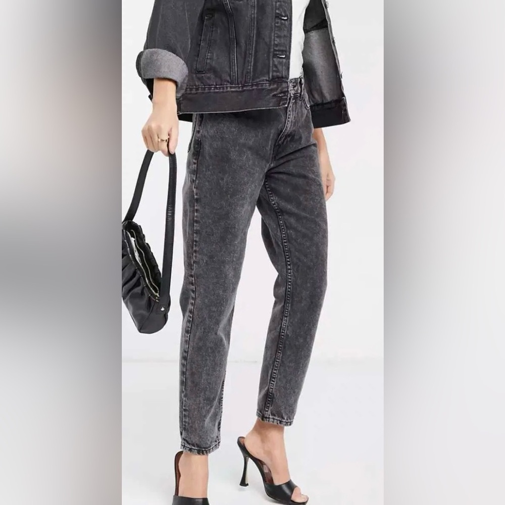 Mango MNG Black Denim Highwaisted Mom Jeans